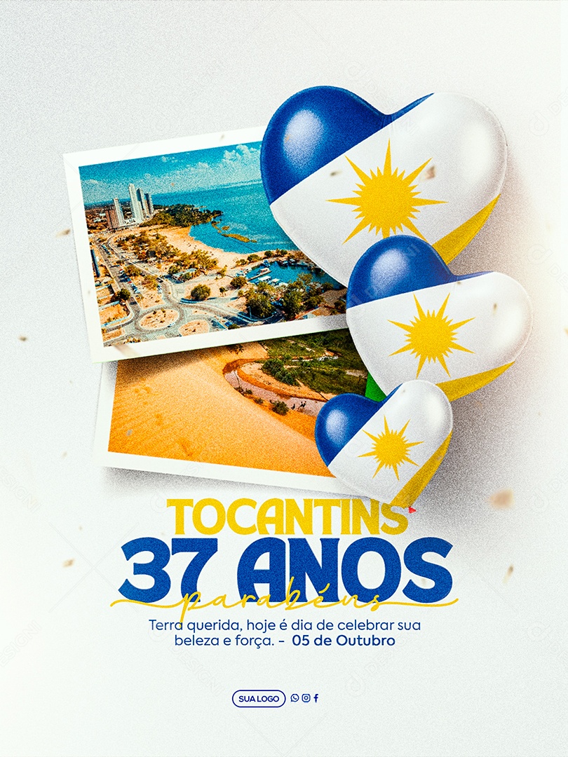 Aniversario do Tocantins 37 Anos 05 de Outubro Social Media PSD Editável