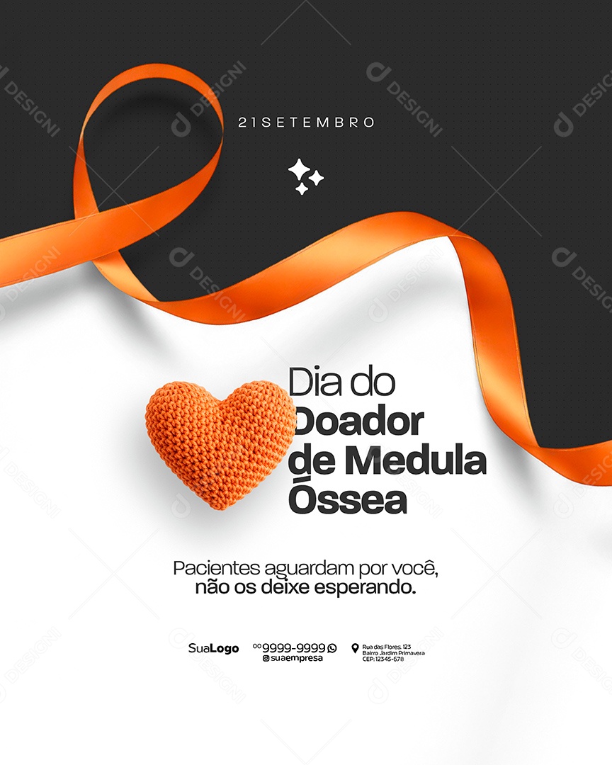 Dia do Doador de Medula Óssea 21 de Setembro Social Media PSD Editável