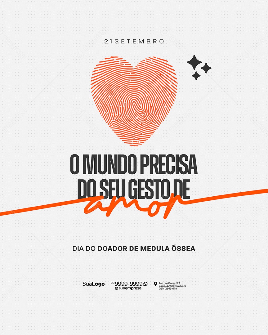 Dia do Doador de Medula Óssea 21 de Setembro Social Media PSD Editável