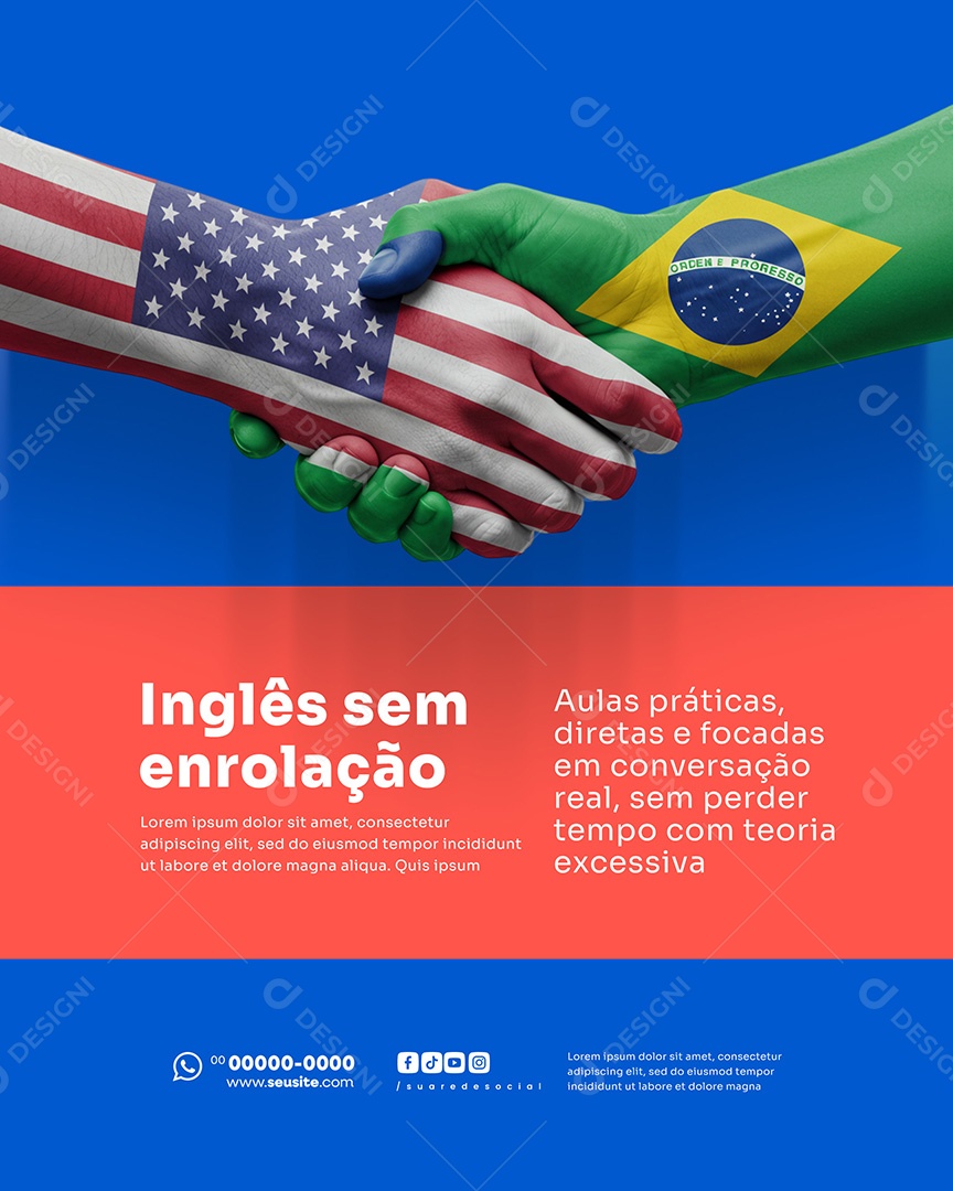 Escola de Inglês Sem Enrolação Social Media PSD Editável