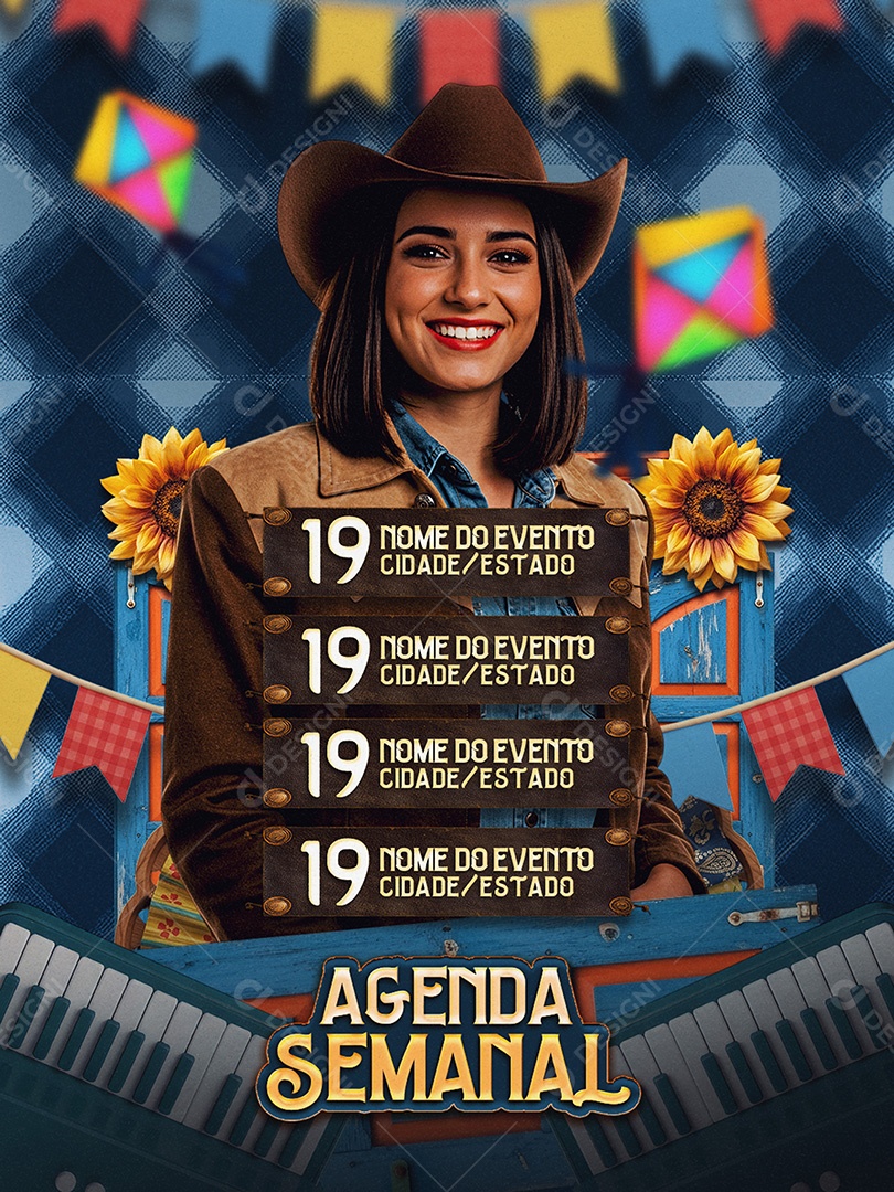 Flyer Agenda Semanal Feed Social Media PSD Editável