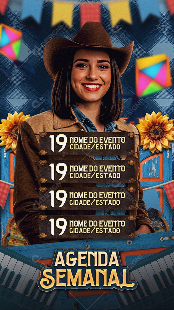 Flyer Agenda Semanal Story Social Media PSD Editável