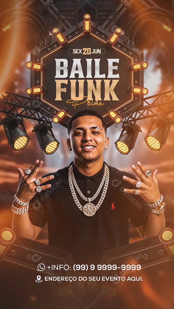 Flyer Baile Funk Prime Story Social Media PSD Editavel