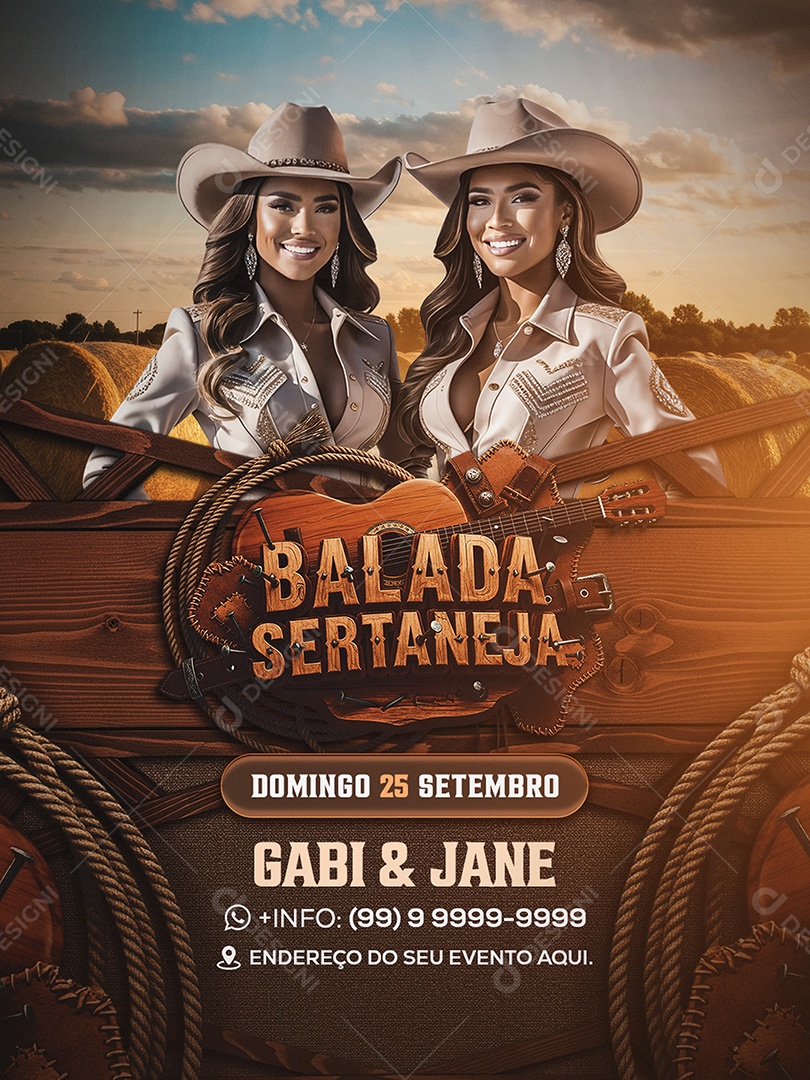 Flyer Balada Sertaneja Feed Social Media PSD Editavel
