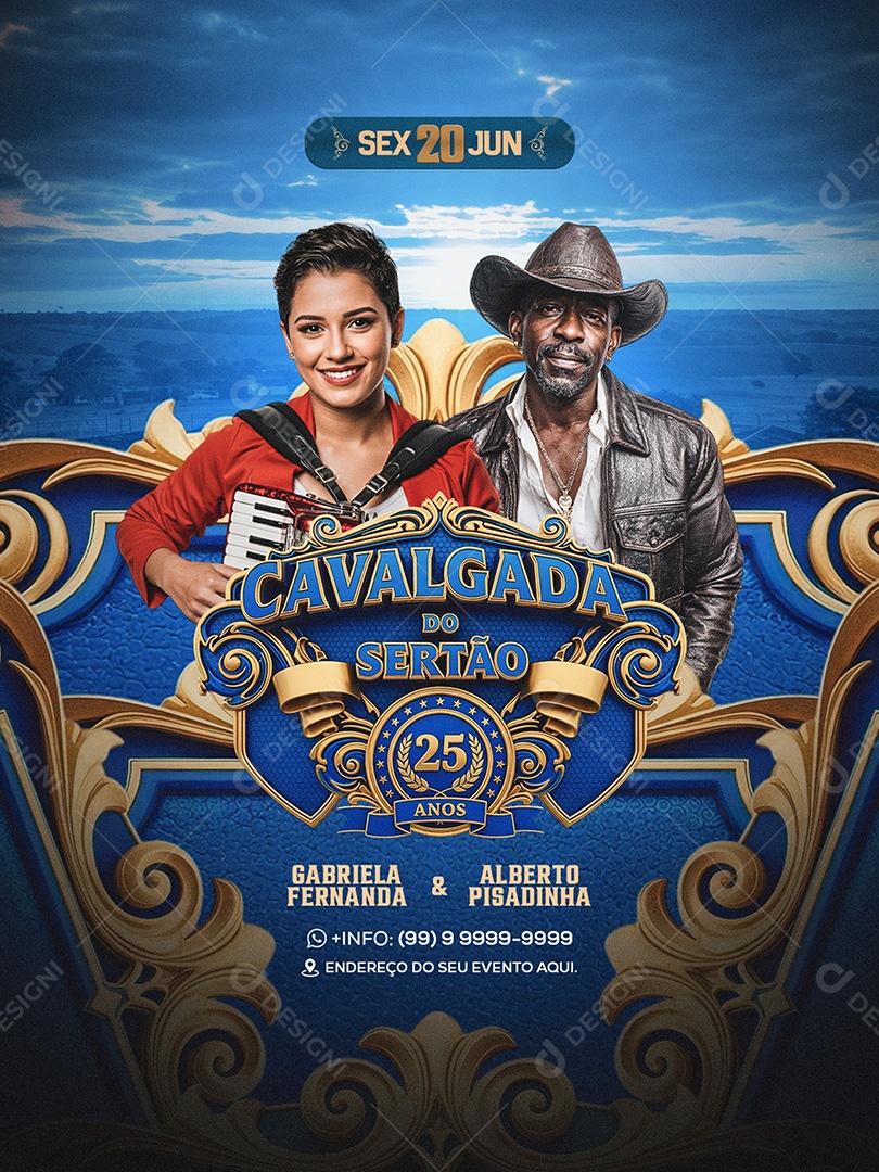 Flyer Cavalgada do Sertão Feed Social Media PSD Editavel