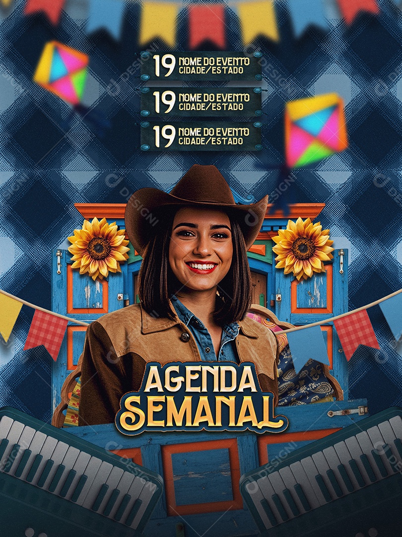 Flyer Feed Agenda Semanal Social Media PSD Editável