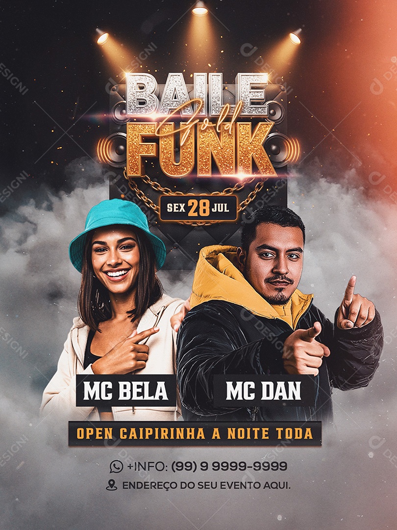Flyer Feed Baile Funk Gold Social Media PSD Editável