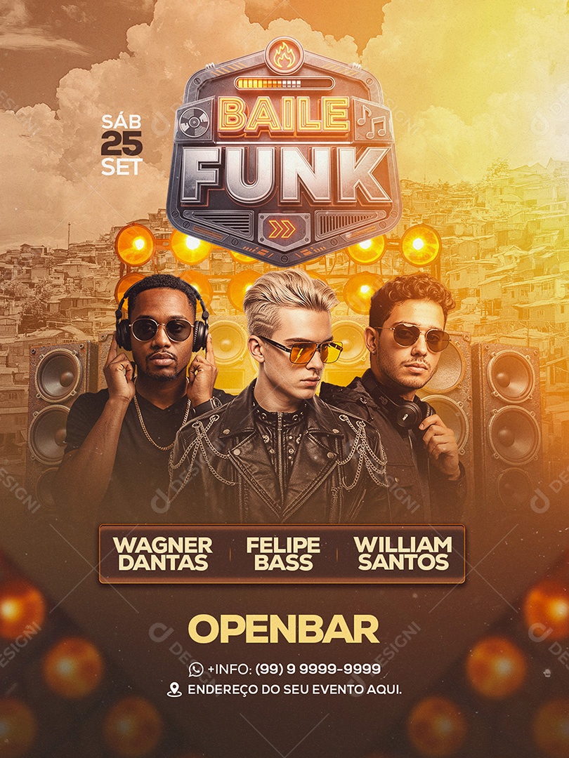 Flyer Feed Baile Funk Openbar Social Media PSD Editável