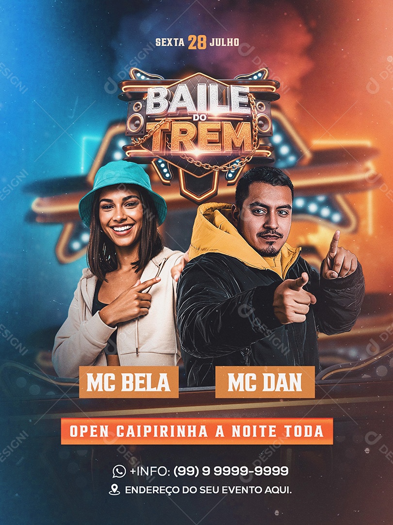 Flyer Feed Open Caipirinha a Noite Toda Social Media PSD Editável