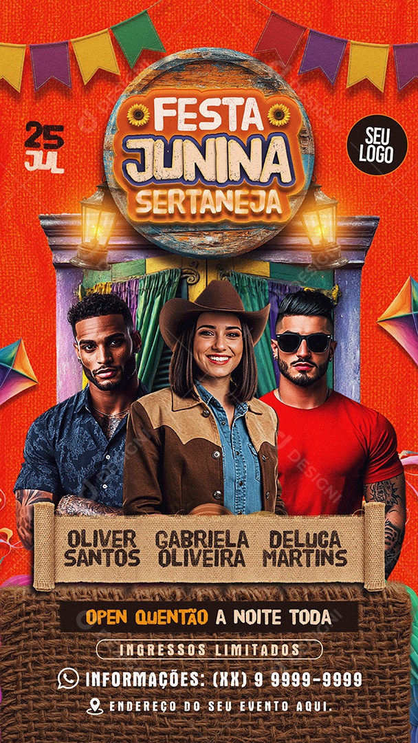 Flyer Festa Junina Sertaneja Story PSD Editavel