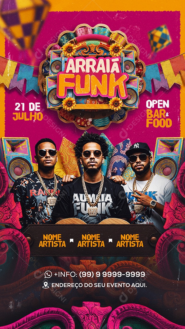 Flyer Story Arraiá Funk Social Media PSD Editável
