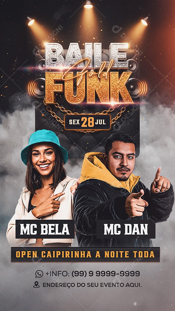 Flyer Story Baile Funk Gold Social Media PSD Editável
