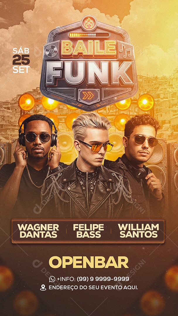 Flyer Story Baile Funk Openbar Social Media PSD Editável