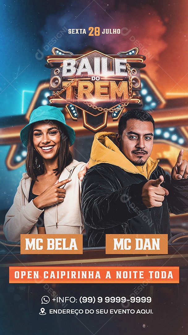 Flyer Story Open Caipirinha a Noite Toda Social Media PSD Editável