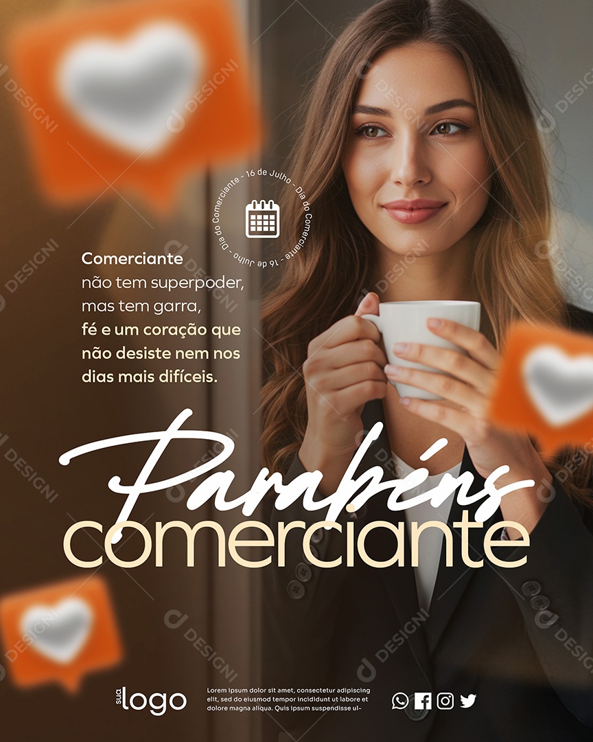 Post Dia do Comerciante Não Tem Super Poder Feed Social Media PSD Editável