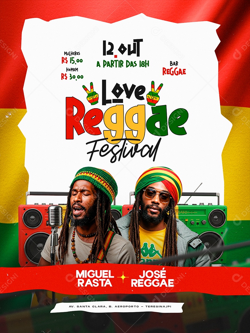 Flyer Próximos Shows Love Reggae Festival Social Media PSD Editável