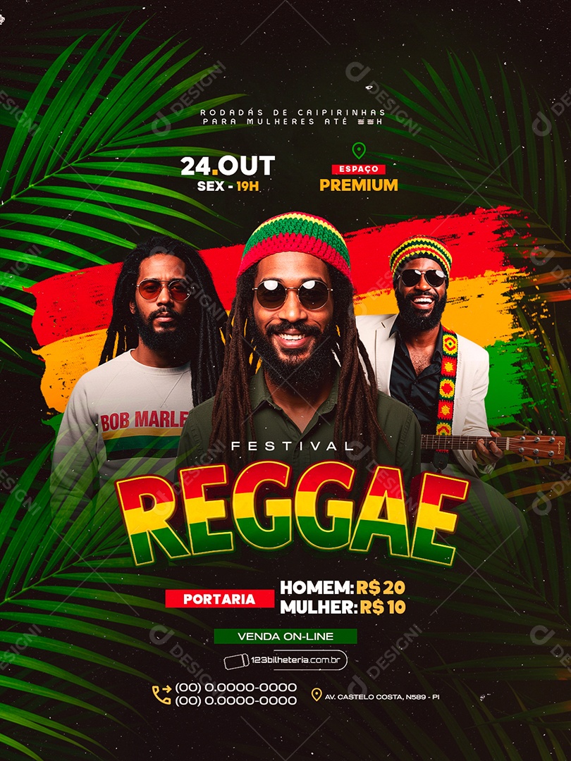 Flyer Próximos Shows Festival Reggae Social Media PSD Editável