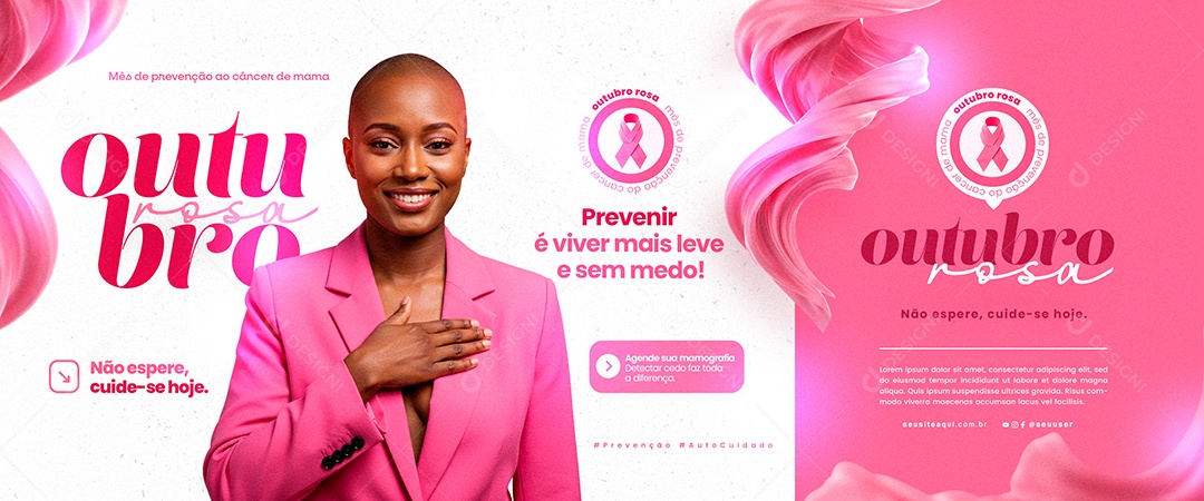 Carrossel Outubro Rosa Mês de Prevenção Social Media PSD Editável