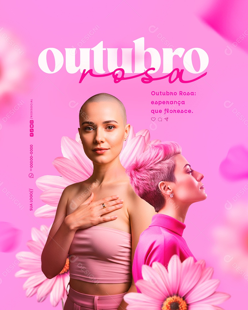 Outubro Rosa Mês de Prevenção Social Media PSD Editável