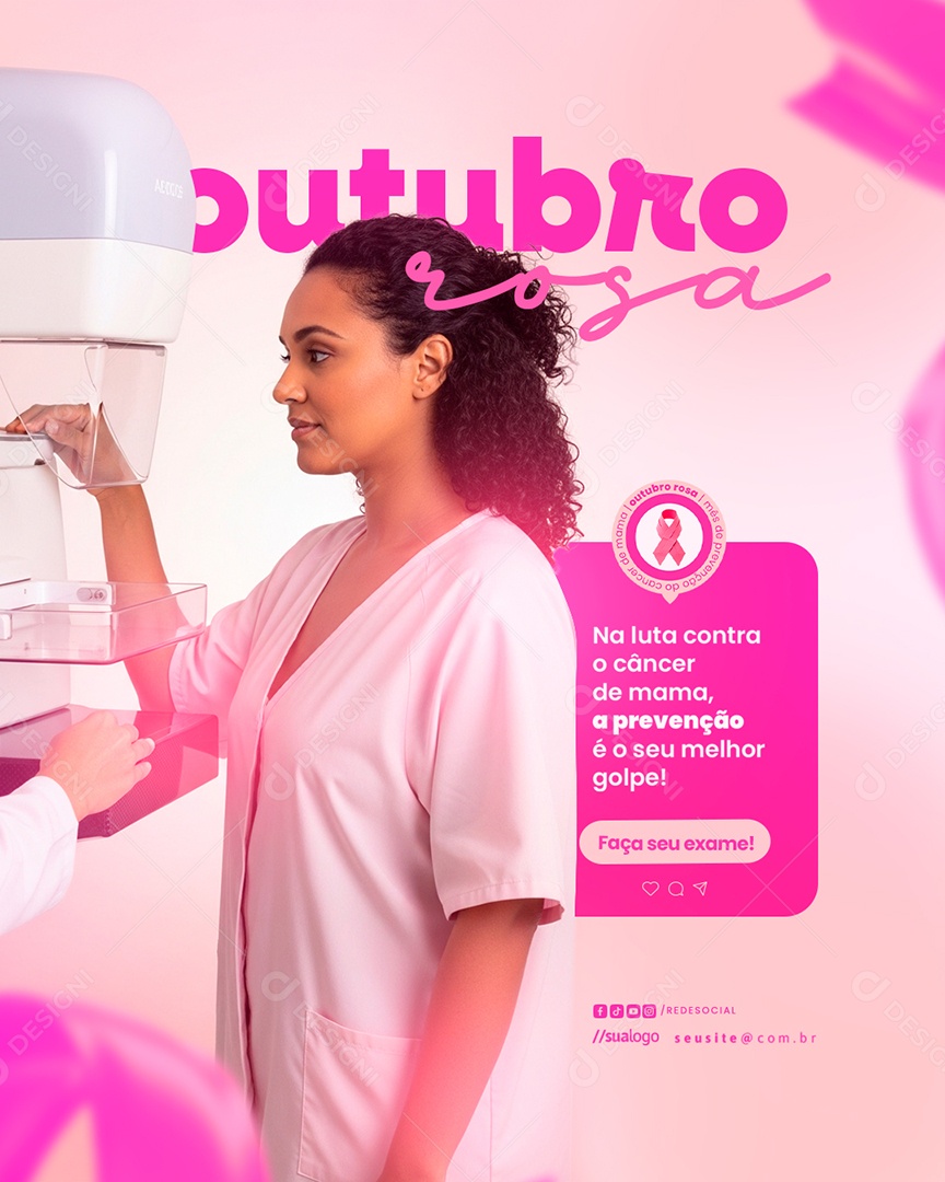 Outubro Rosa Mês de Prevenção Social Media PSD Editável