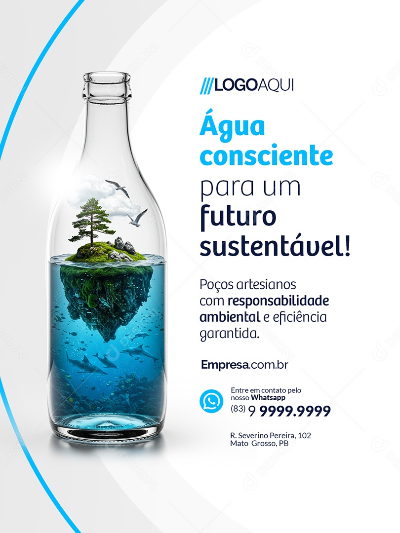 Poço Artesiano Água Consciente para Um Futuro Sustentável Social Media PSD Editável