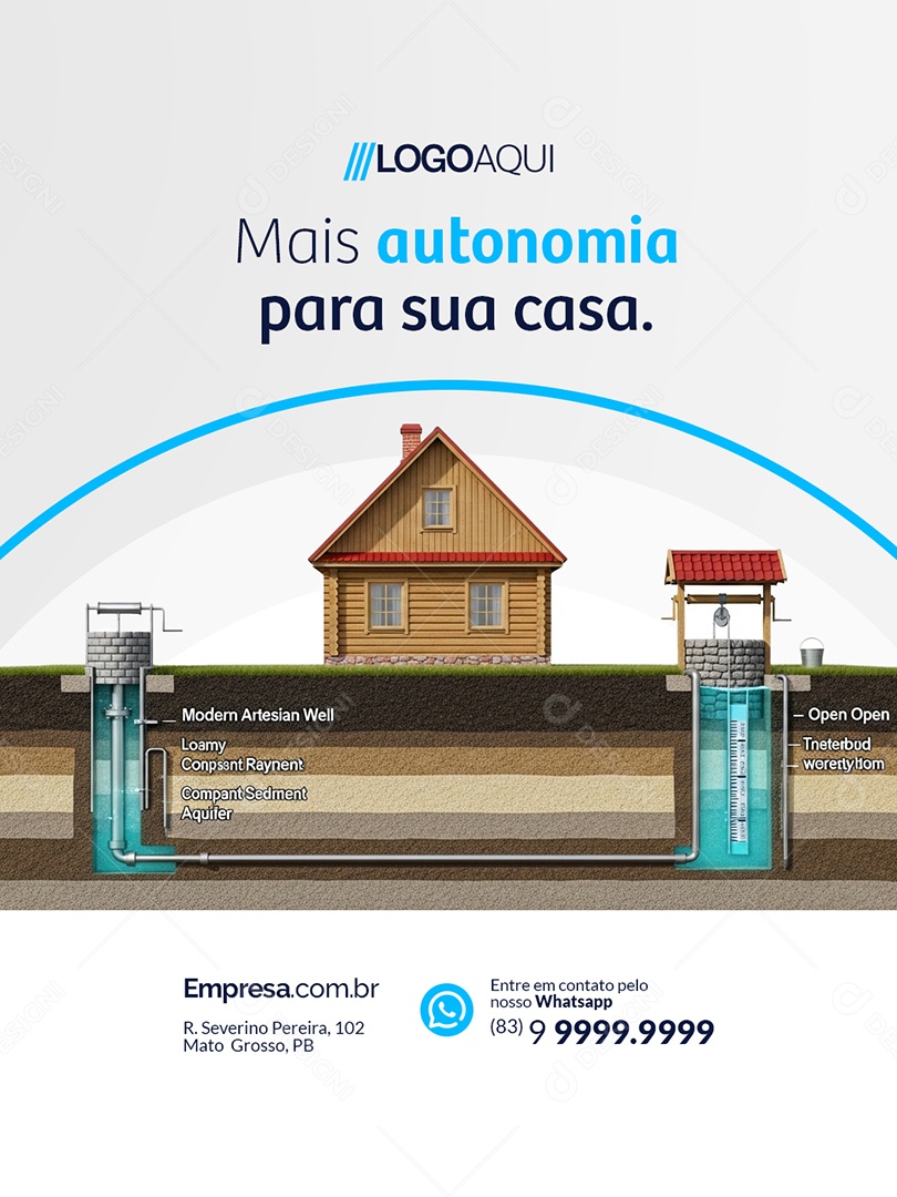 Poço Artesiano Mais Autonomia para Sua Casa Social Media PSD Editável