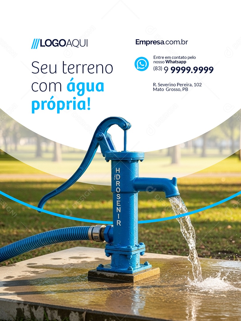 Poço Artesiano Seu Terreno com Água Própria Social Media PSD Editável