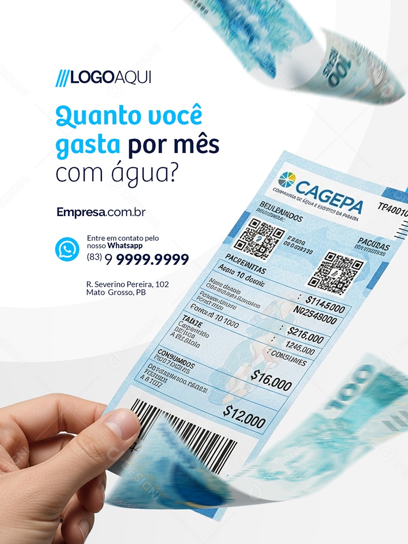 Poço Artesiano Quanto Você Gasta por Mês com Água Social Media PSD Editável