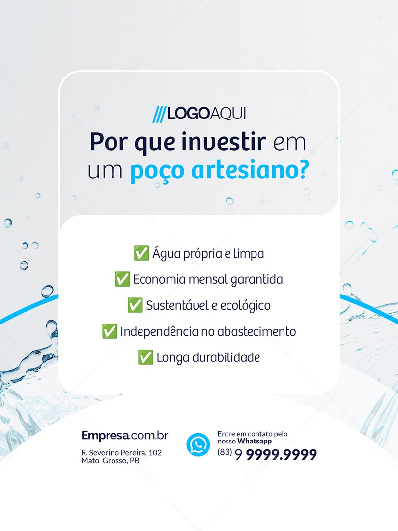 Por Que Investir em Um Poço Artesiano Social Media PSD Editável