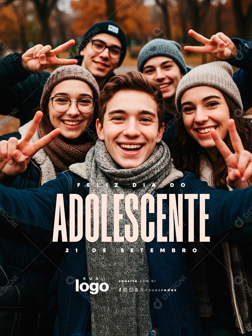 Feliz Dia do Adolescente 21 de Setembro Social Media PSD Editável