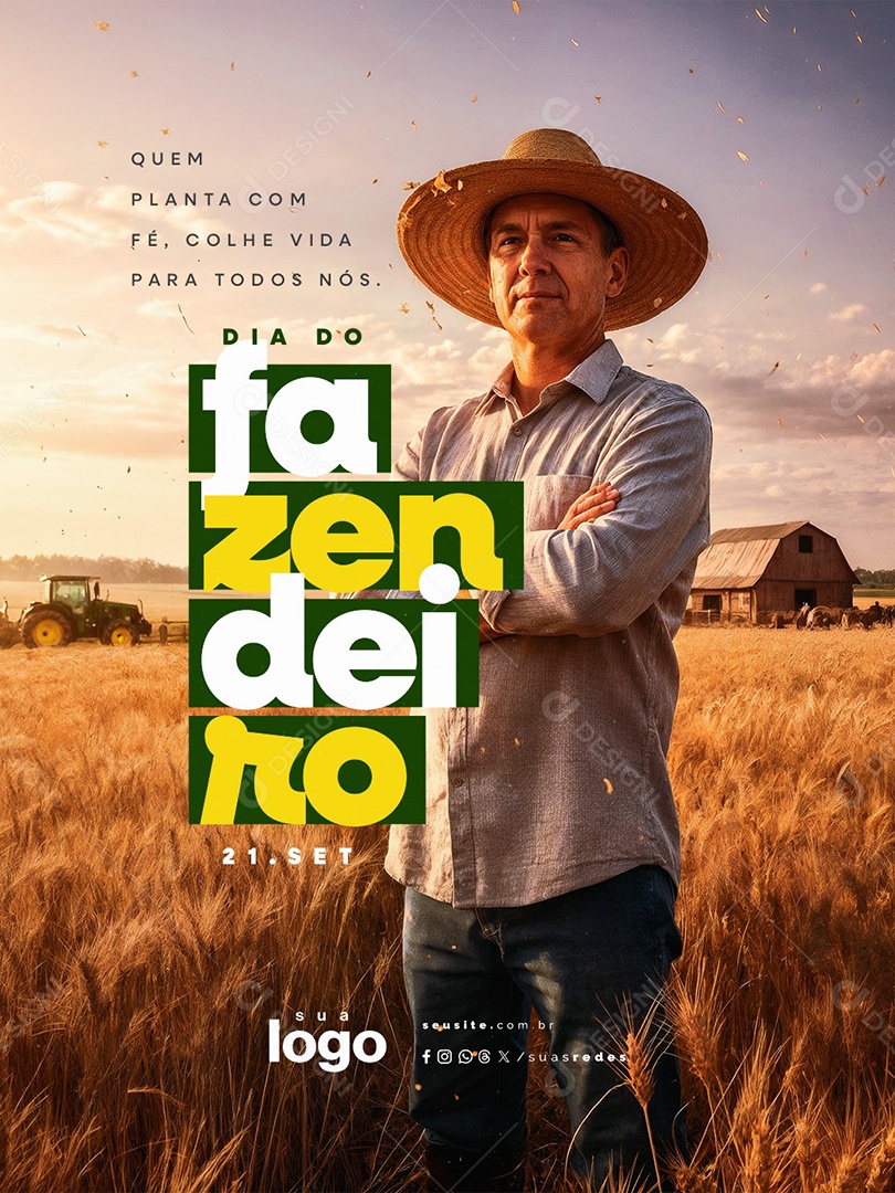 Dia Do Fazendeiro 21 De Setembro Quem Planta com Fé Social Media PSD Editável