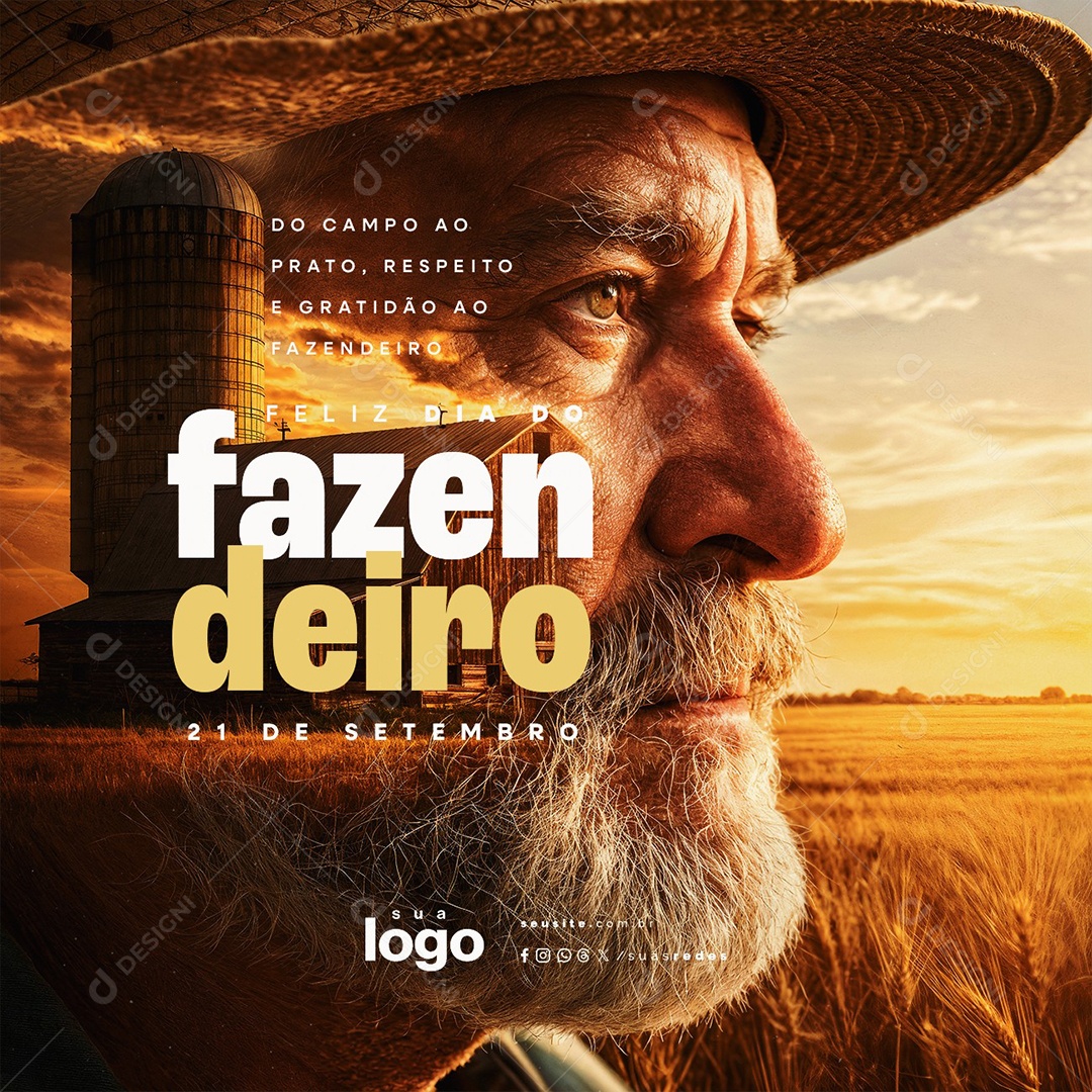 Feliz Dia Do Fazendeiro 21 De Setembro Do Campo ao Prato Social Media PSD Editável