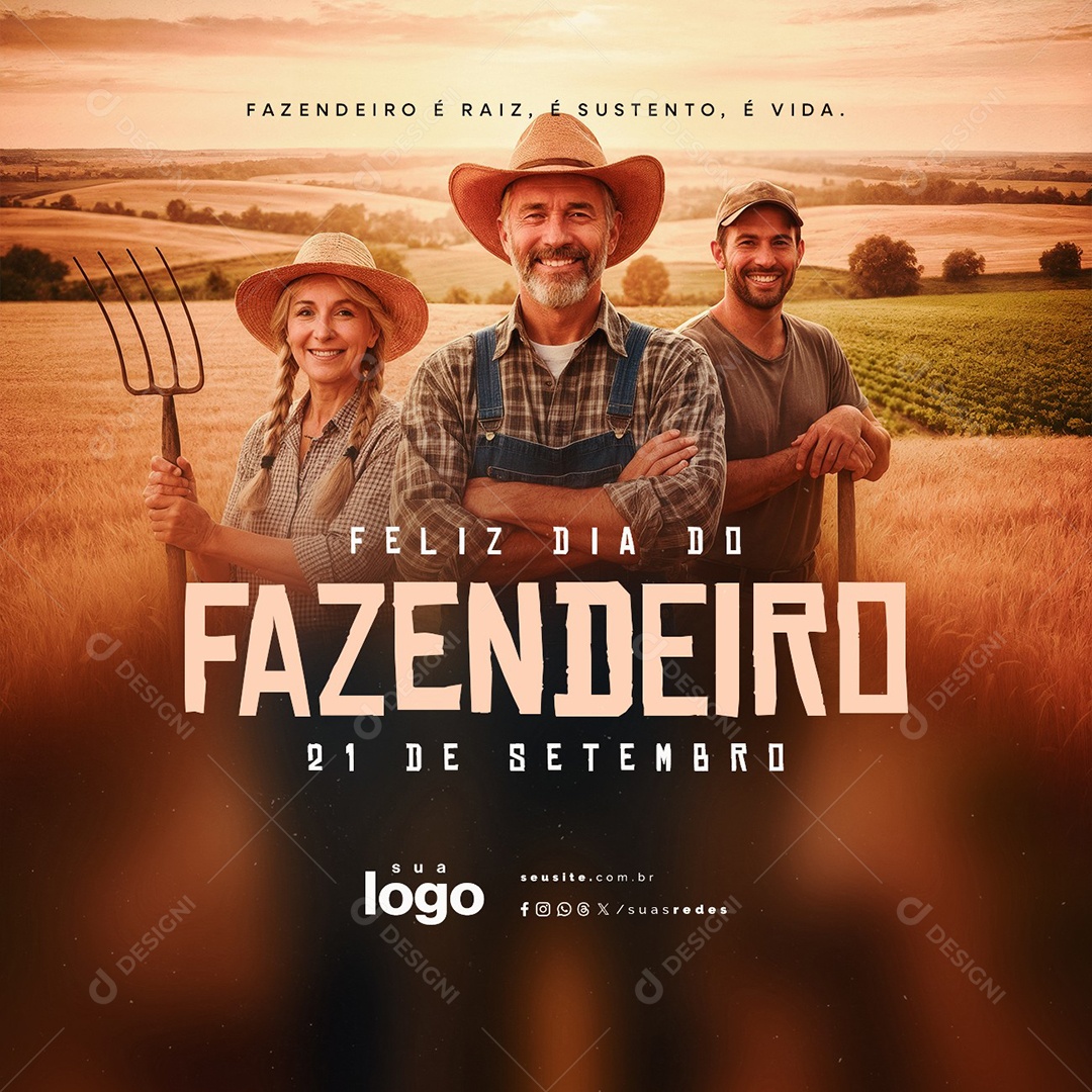 Feliz Dia Do Fazendeiro 21 De Setembro Social Media PSD Editável