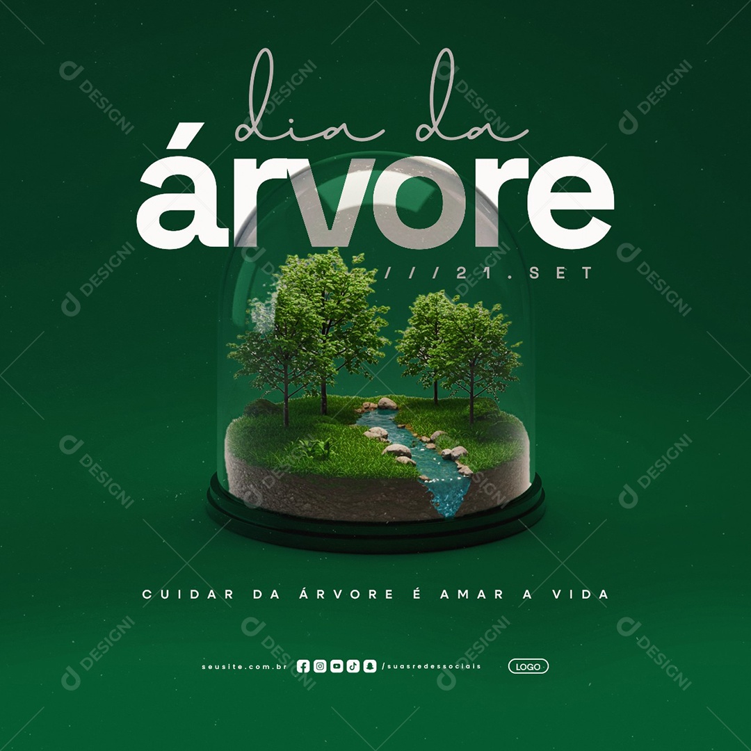 Dia da Árvore 21 de Setembro Cuidar da Árvore é Amar a Vida Social Media PSD Editável