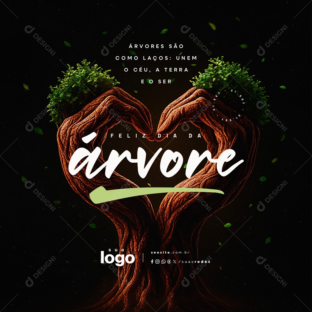 Feliz Dia da Árvore 21 de Setembro Árvores São Como Lagos Social Media PSD Editável