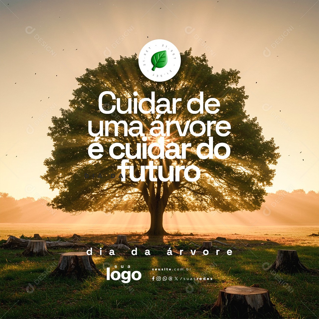 Dia da Árvore 21 de Setembro Cuidade de Uma Árvore é Cuidar do Futuro Social Media PSD Editável
