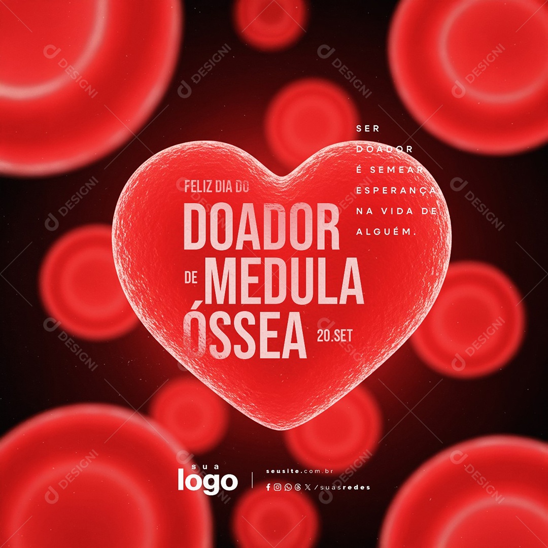 Feliz Dia do Doador de Medula Óssea 20 de Setembro Social Media PSD Editável