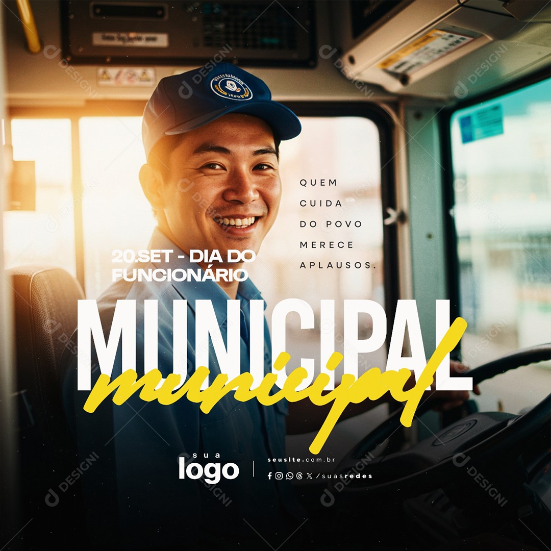 Dia do Funcionário Municipal 20 de Setembro Quem Cuida do Povo Merece Aplausos Social Media PSD Editável