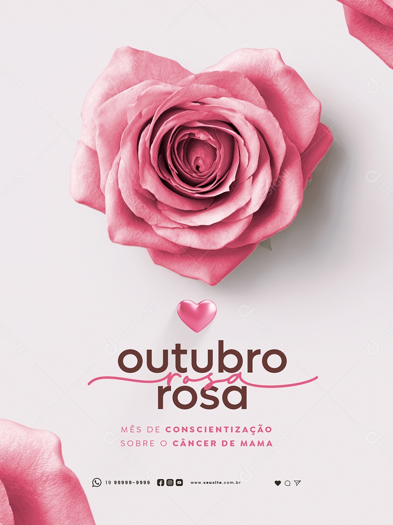 Outubro Rosa Mês de Conscientização Sobre o Câncer de Mama Social Media PSD Editável