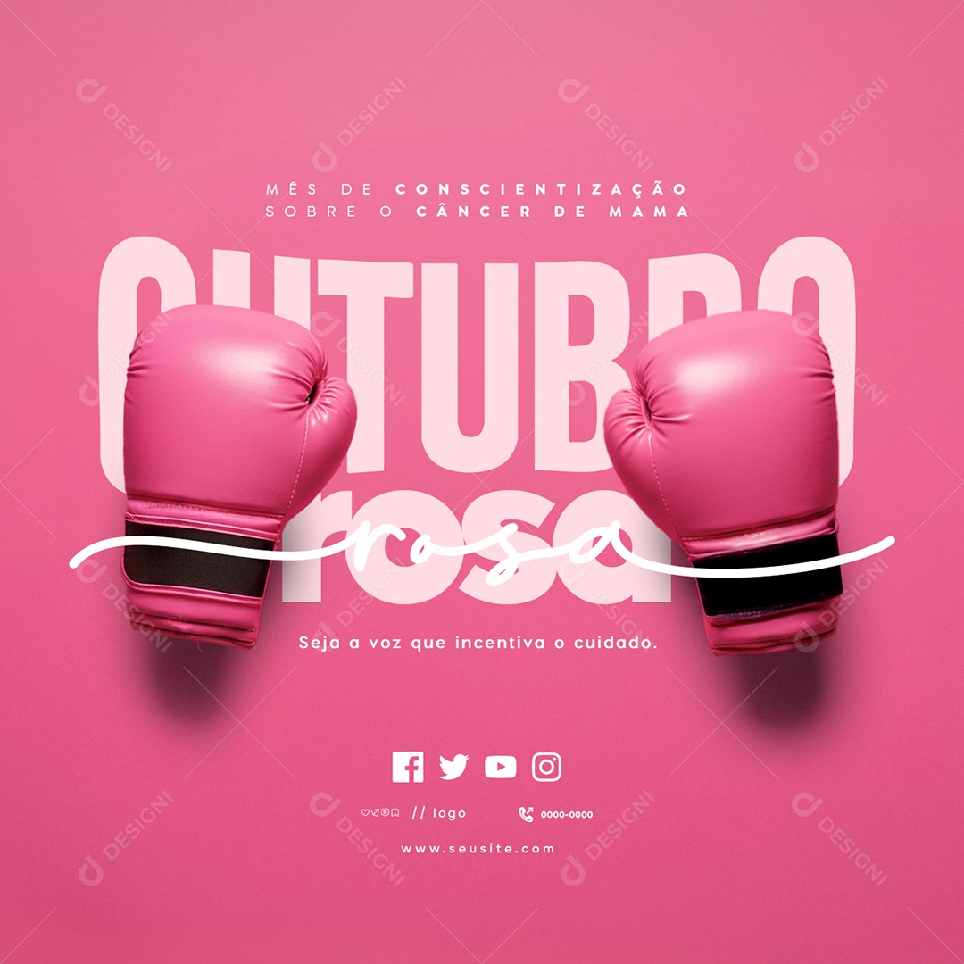 Outubro Rosa Seja a Voz Que Incentiva o Cuidado Social Media PSD Editável