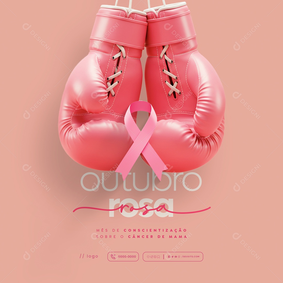 Outubro Rosa Mês de Conscientização Sobre o Câncer de Mama Social Media PSD Editável