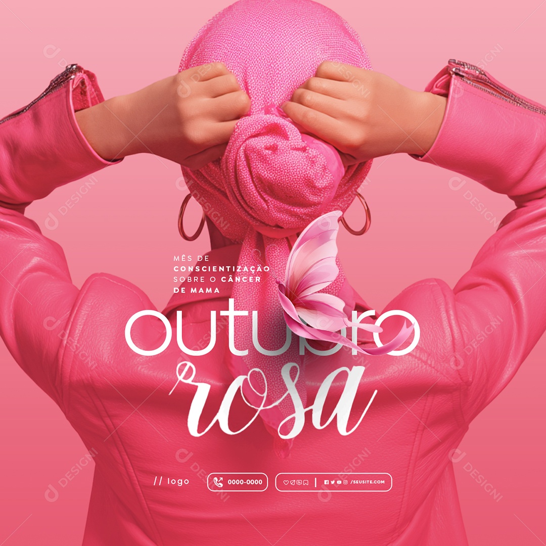 Outubro Rosa Mês de Conscientização Sobre o Câncer de Mama Social Media PSD Editável