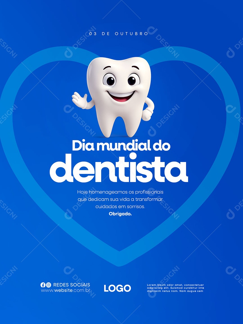 Dia Mundial do Dentista 03 de Outubro Social  Media PSD Editável