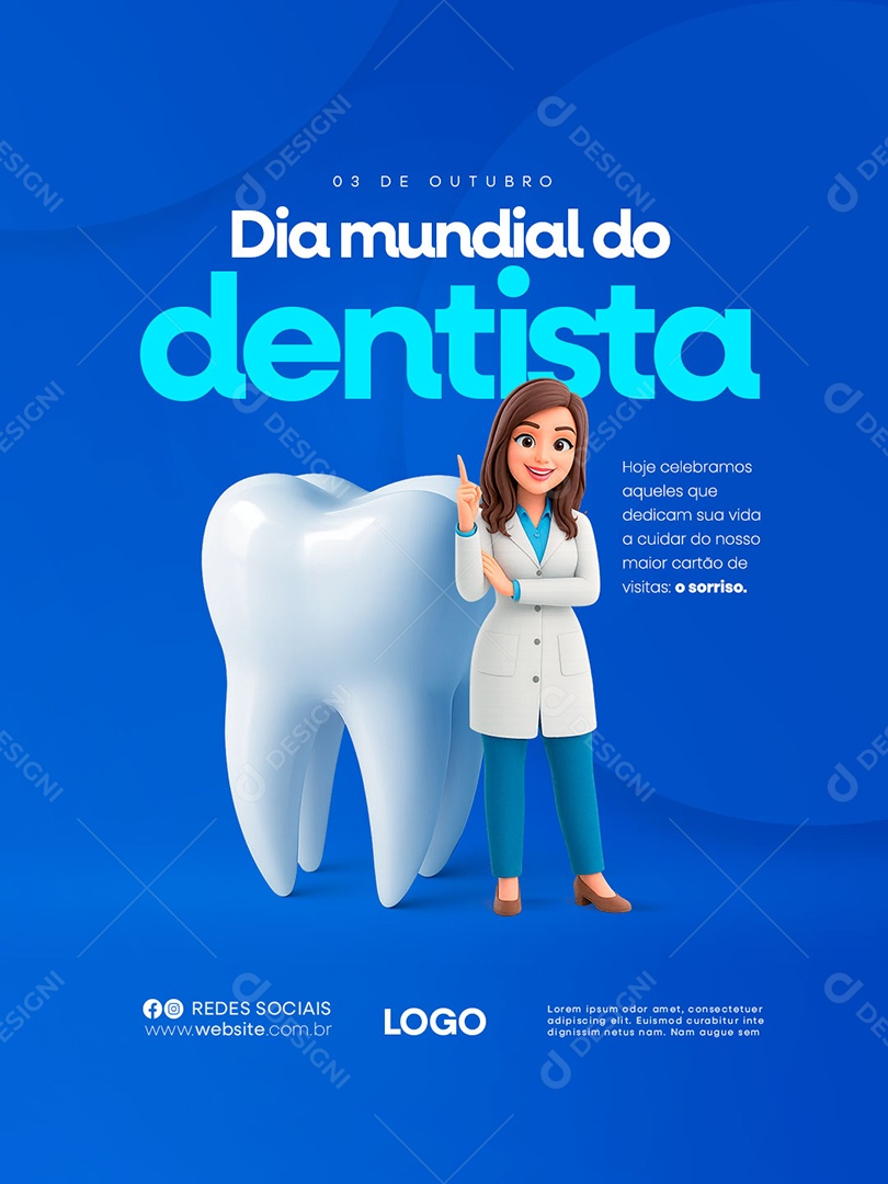 Dia Mundial do Dentista 03 de Outubro Social  Media PSD Editável