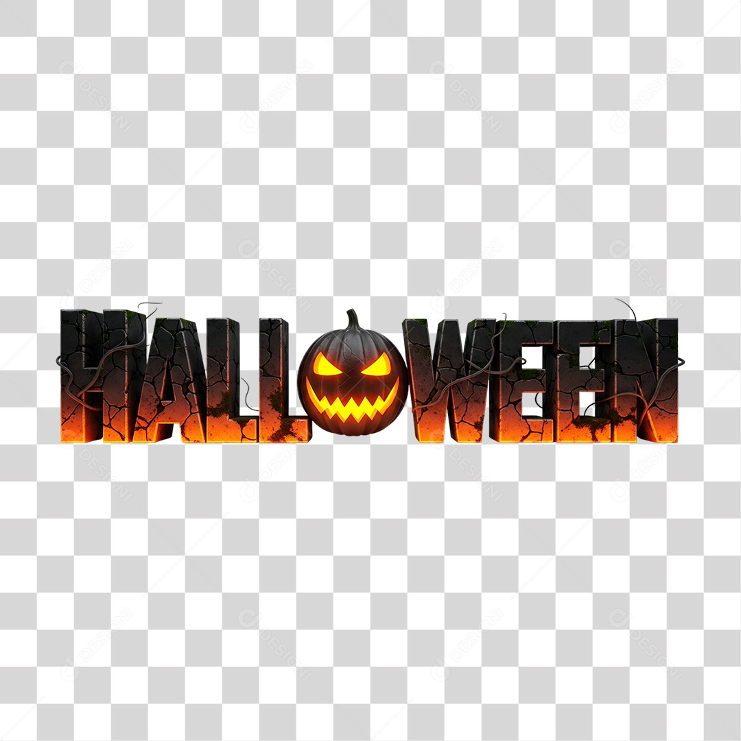 Selo 3D Halloween para Composição PNG Transparente