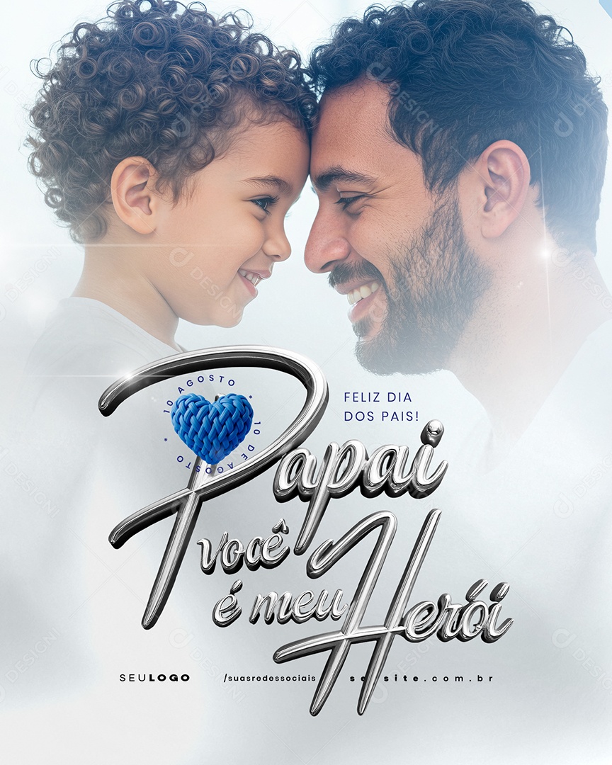 Feliz Dia dos Pais 10 de Agosto Social Media PSD Editável