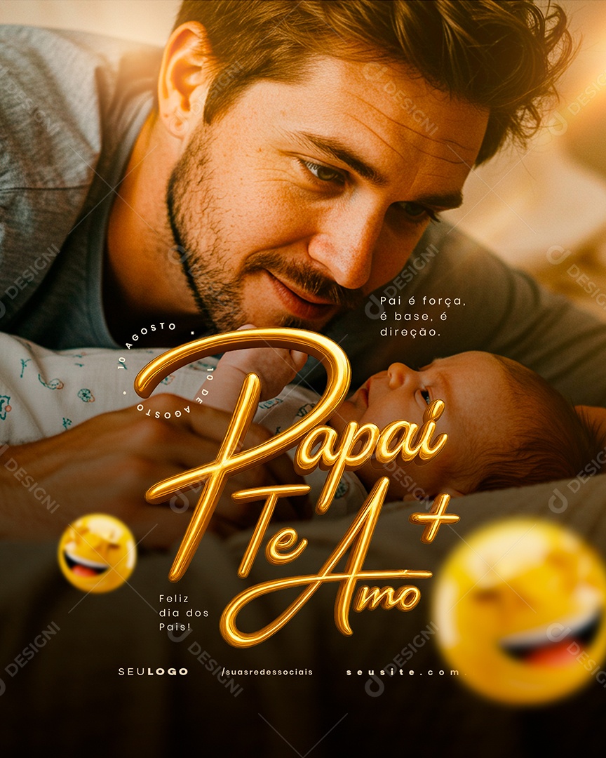 Feliz Dia dos Pais 10 de Agosto Social Media PSD Editável