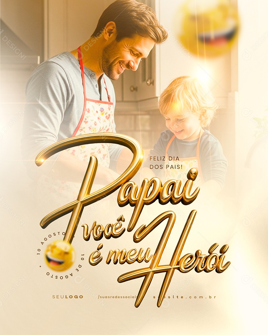 Feliz Dia dos Pais 10 de Agosto Social Media PSD Editável