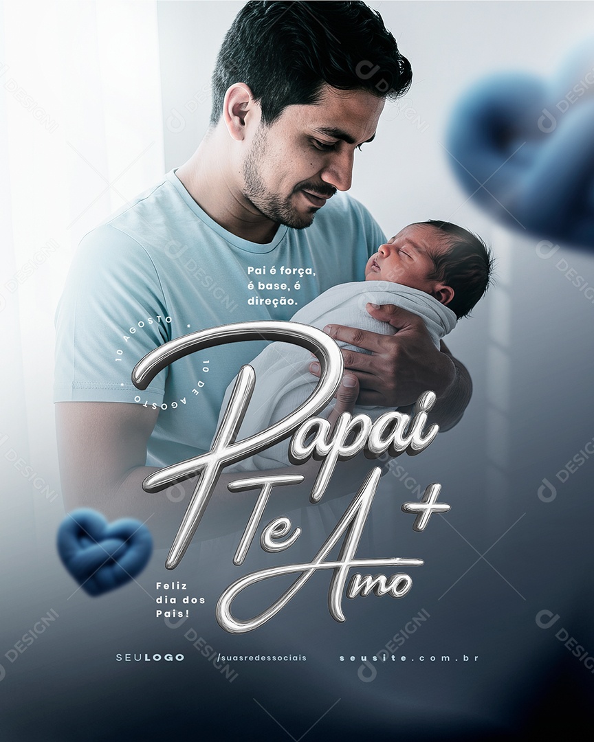 Feliz Dia dos Pais 10 de Agosto Social Media PSD Editável