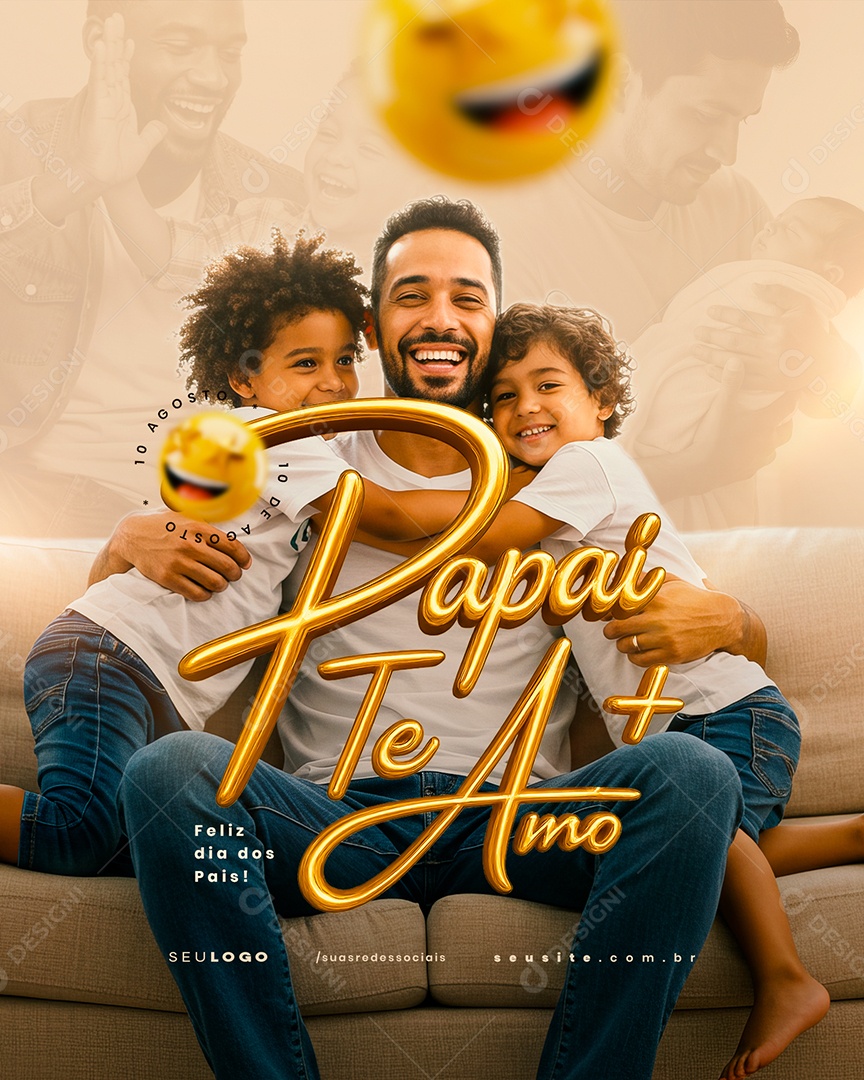 Feliz Dia dos Pais 10 de Agosto Social Media PSD Editável
